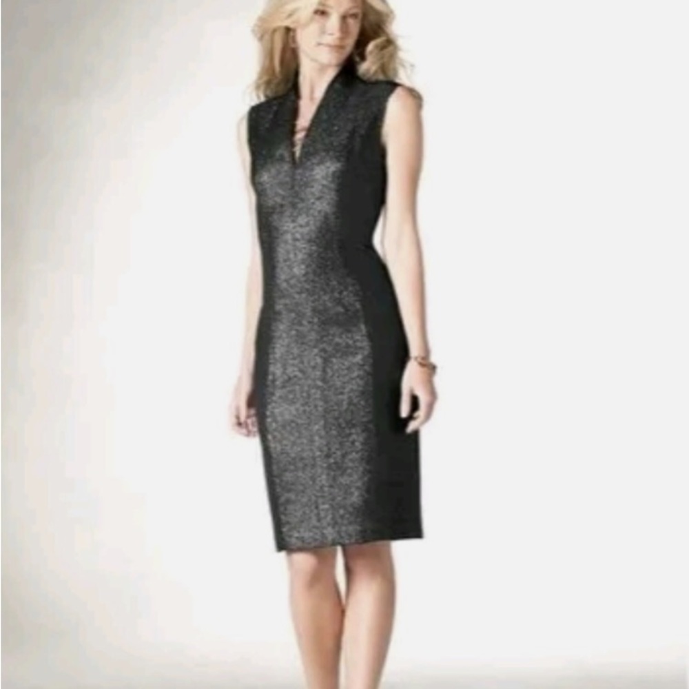Coldwater Creek NWT Classic Black Flare Neck Sheath Dress